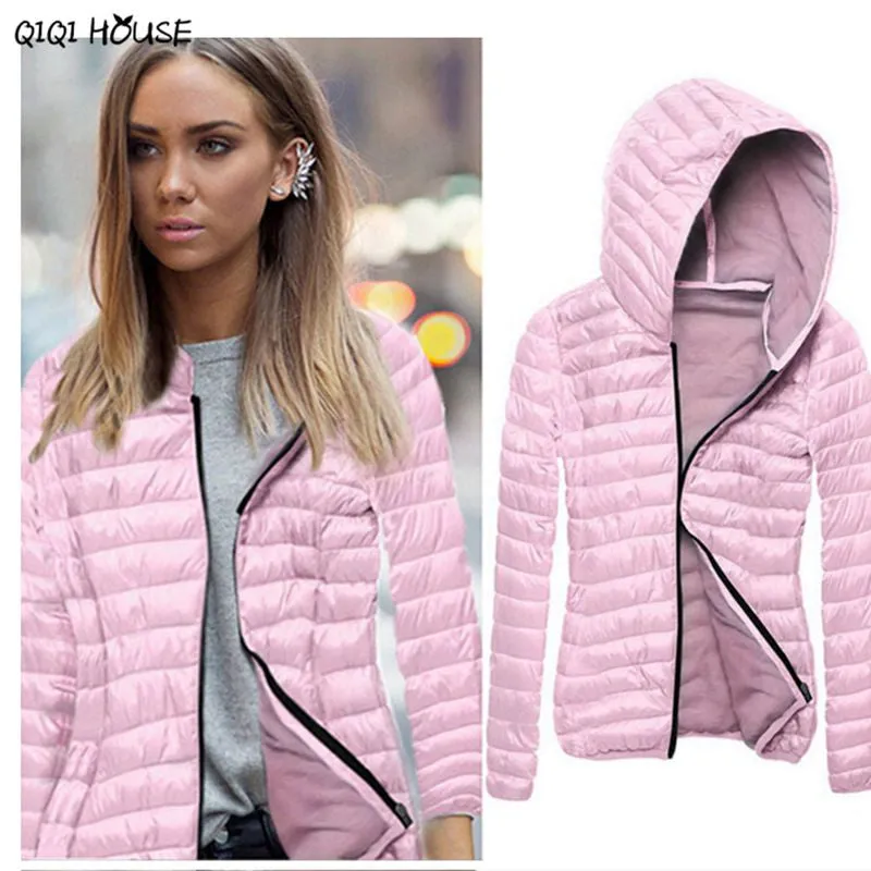 Hooded Womens Jackets Thicken Zipper Long Sleeve Coats Warm Slim Fashion Bombers Women Jacket Colete Feminino De Inverno#D929 SM