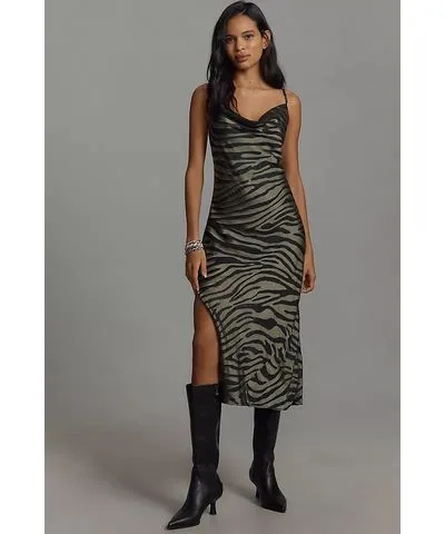 Hutch Sleeveless Zebra Burnout Slip Midi Dress