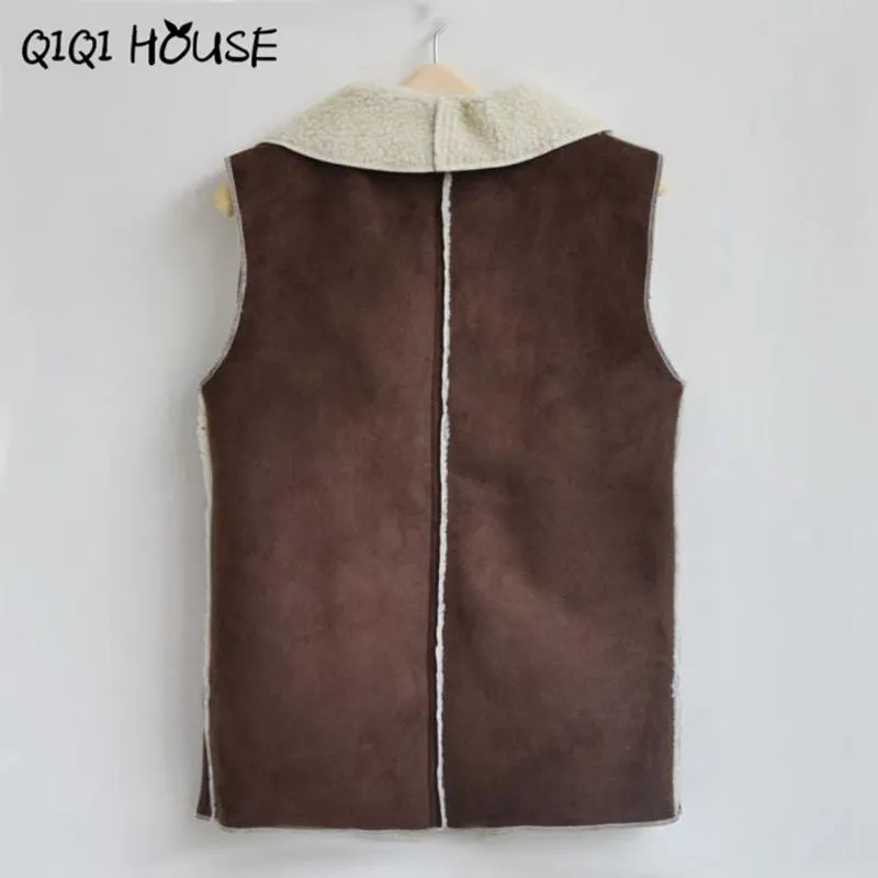 Jaket Women Fashion Autumn Solid Sleeveless Ladies Jackets Chaqueta Chamois Fur Stitching Lamb Camperas De Mujer#D825 SM6