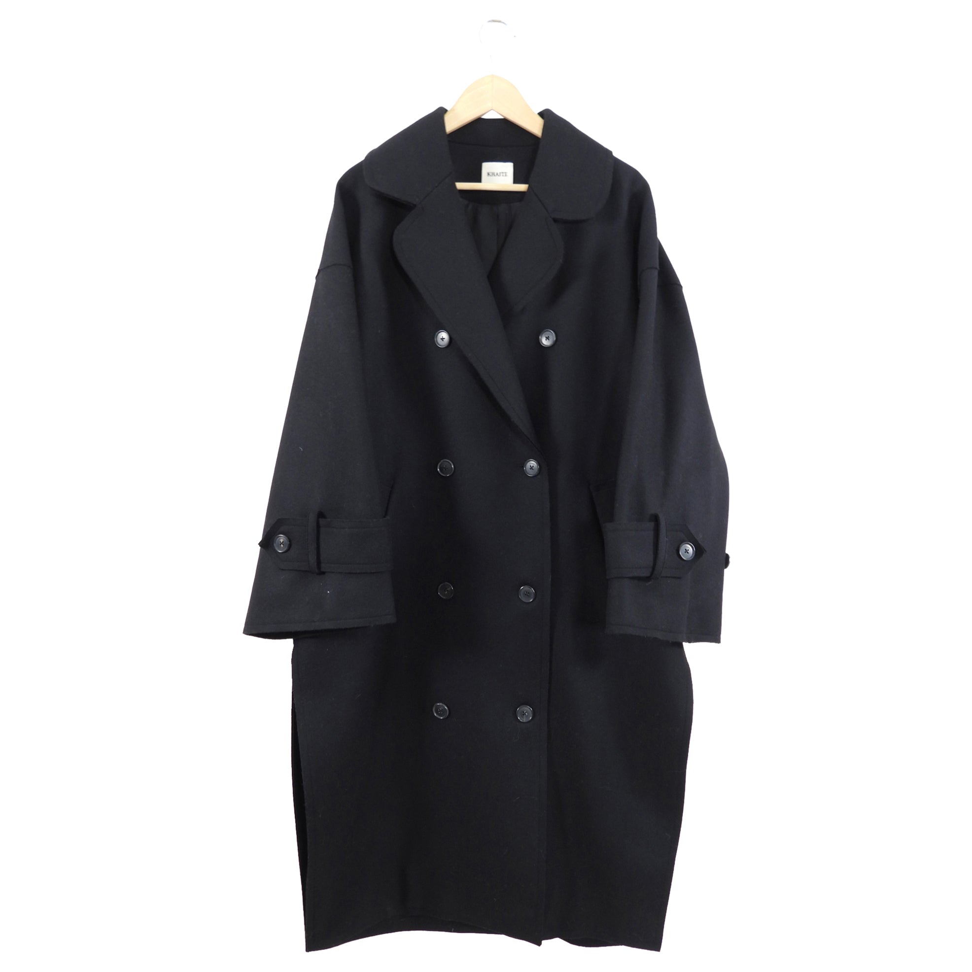 Khaite Black Wool-Blend Oversized Fallon Double-Breasted Coat - S / M