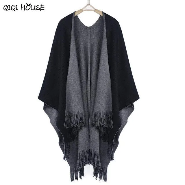 Kimono Jacket Oversize Knitted Tassel Ladies Coats Warm Autumn Winter Shawl Cardigans Sweater Coat Inverno Veste Femme#C907 SM6