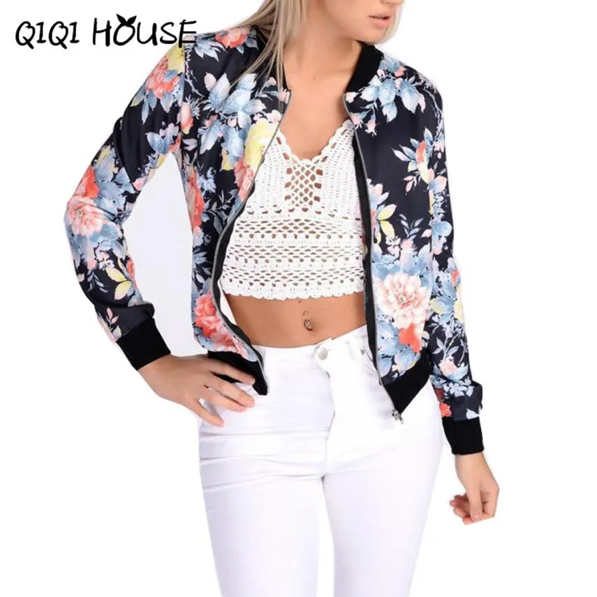 Ladies Jackets Printing Floral Bombers Baseball Jacket Women Long Sleeve Jacket Woman Doudoune Femme#C822 SM6