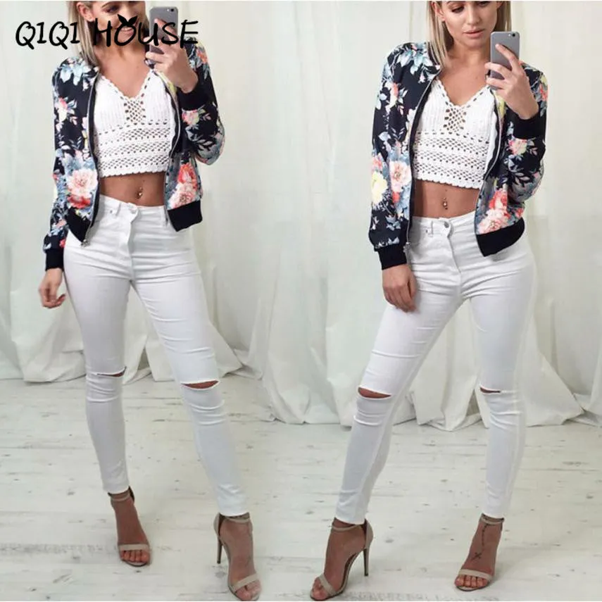 Ladies Jackets Printing Floral Bombers Baseball Jacket Women Long Sleeve Jacket Woman Doudoune Femme#C822 SM6