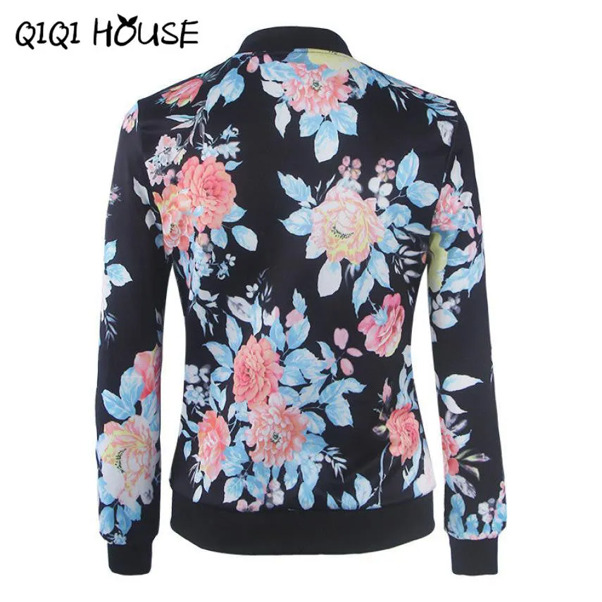 Ladies Jackets Printing Floral Bombers Baseball Jacket Women Long Sleeve Jacket Woman Doudoune Femme#C822 SM6