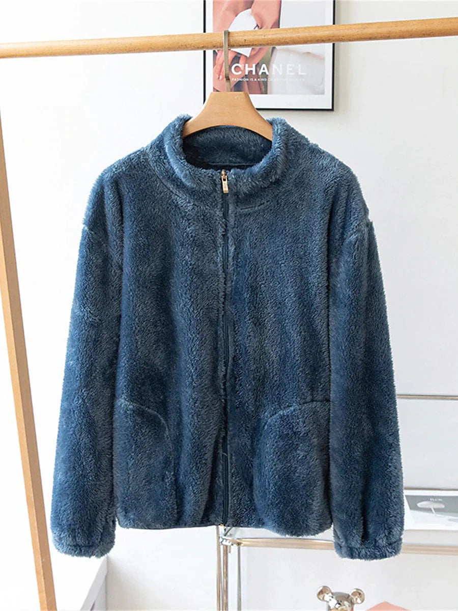 Ladies' Warm Zip-up Sherpa Teddy Coat for Winter