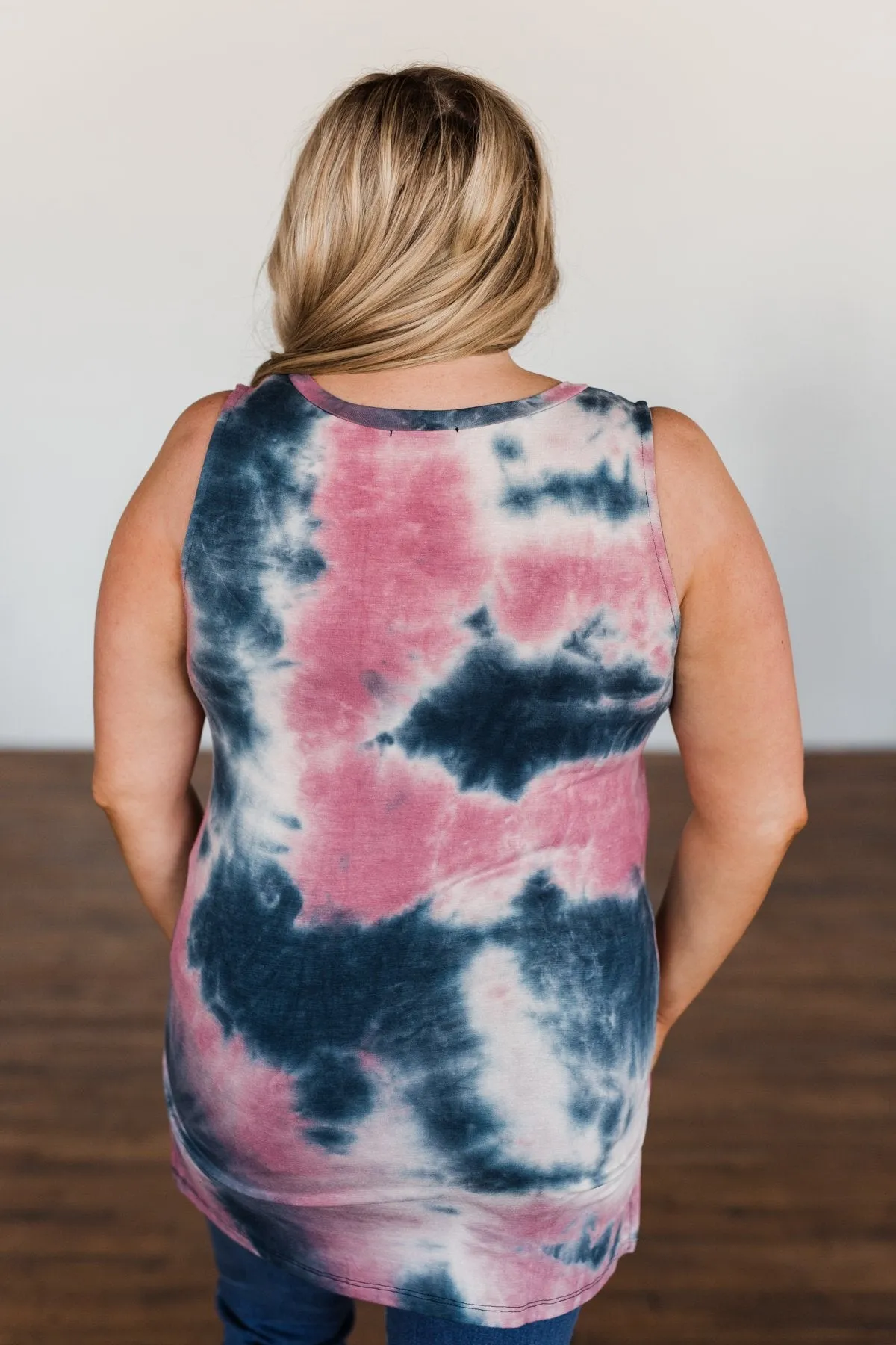 Lasts Forever Tie Dye Tank Top- Dark Mauve & Navy