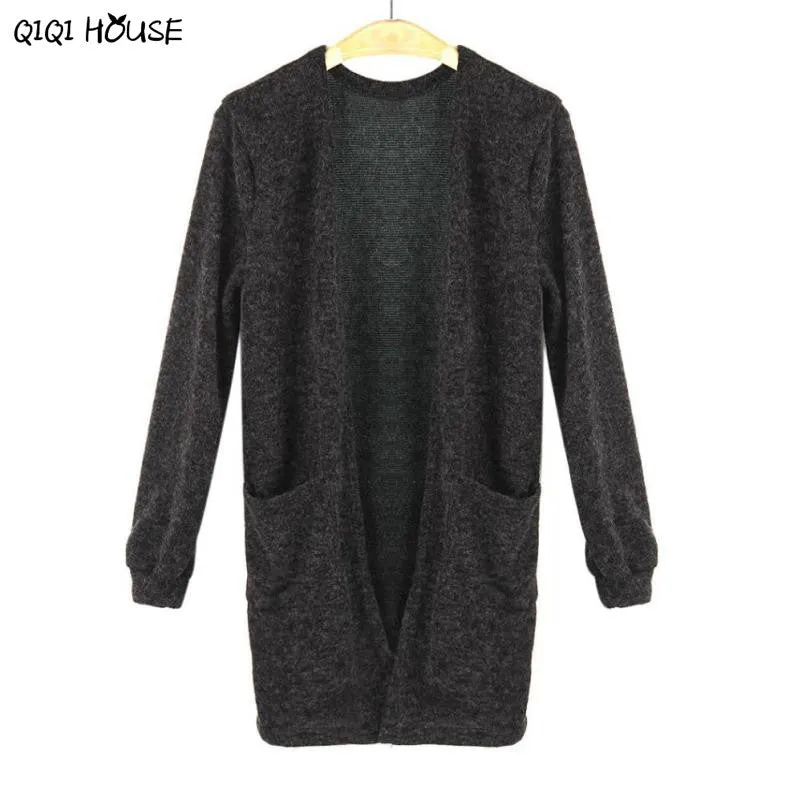 Long Knitted Cardigans Plus Size 5XL Black Long Sleeve Knitwear Outwear Autumn Basic Coat Casacas Mujer 2016#C923 SM6