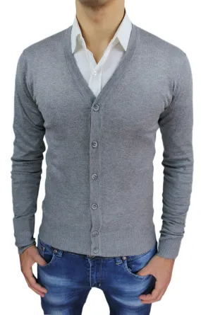 MAGLIONCINO CARDIGAN UOMO SLIM FIT GRIGIO MAGLIA PULLOVER tag S M L XL XXL 3XL