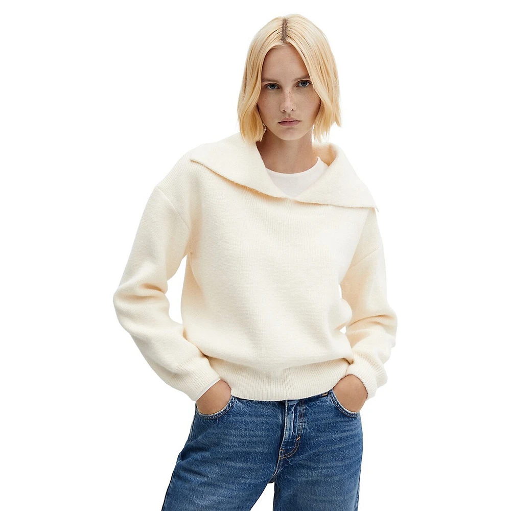 Mango Camp-Collar Knit Sweater