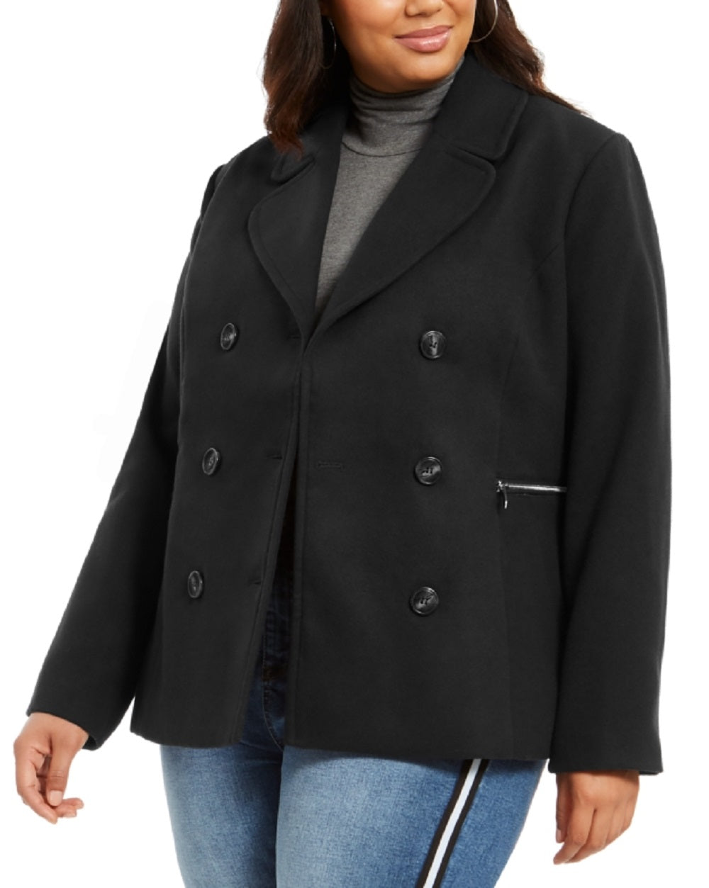 Maralyn & Me Junior's Double Breasted Peacoat Black Size 3X