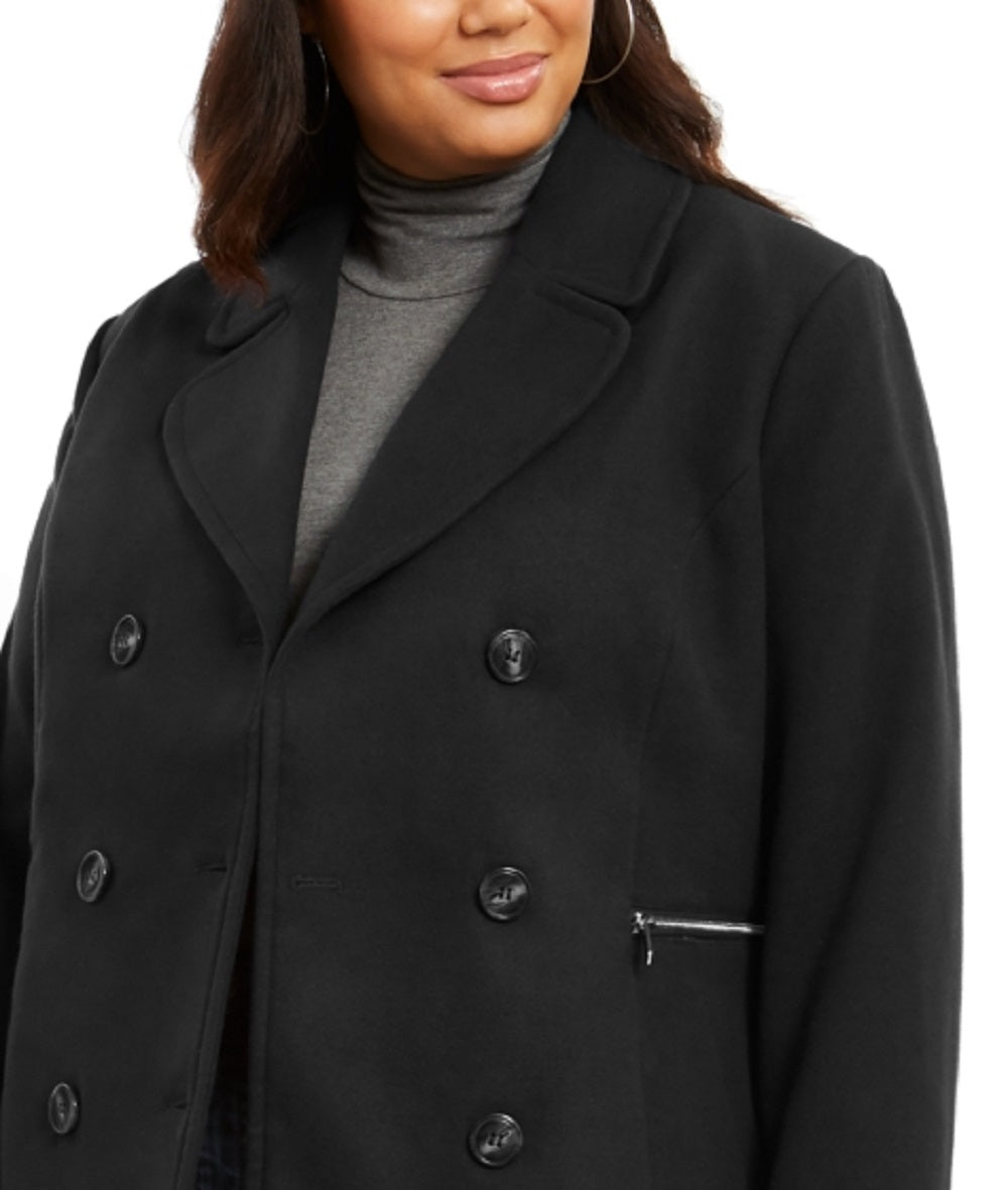 Maralyn & Me Junior's Double Breasted Peacoat Black Size 3X