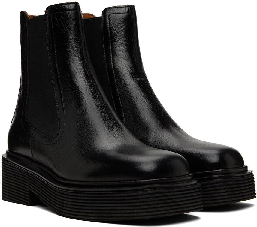 Marni Black Leather Chelsea Boots