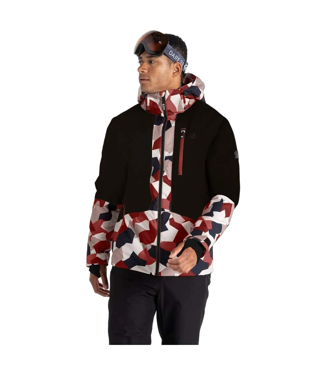 Mens edge geometric ski jacket black/clay Dare 2B