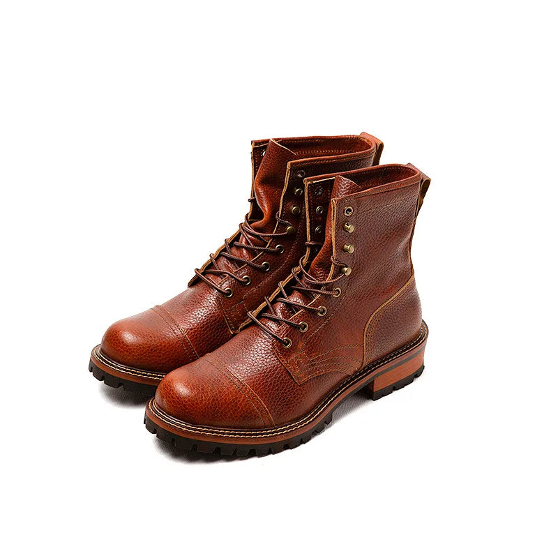 Men's Vintage Handmade Round Toe British Style Motorcycle Ankle Boots