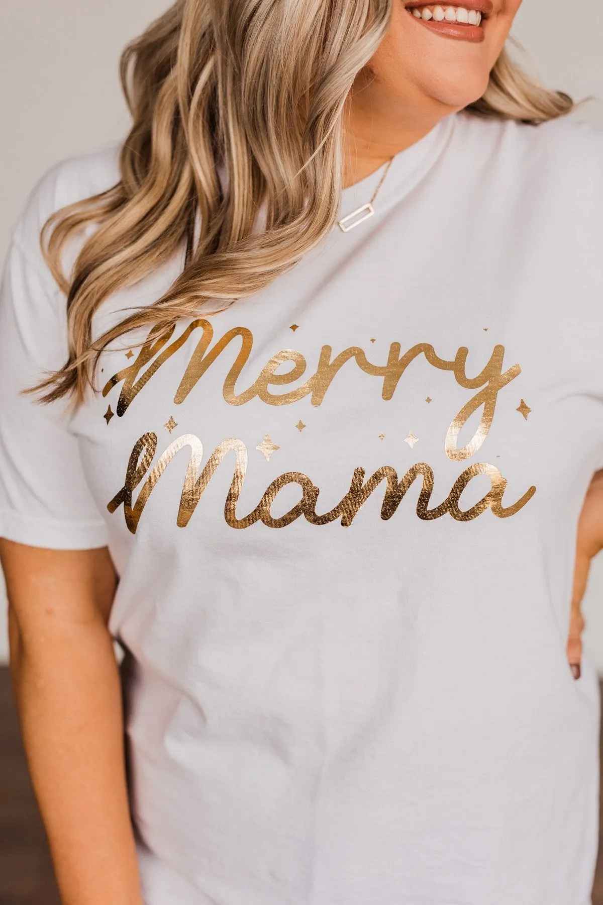 Merry Mama Shimmery Graphic Tee- Ivory