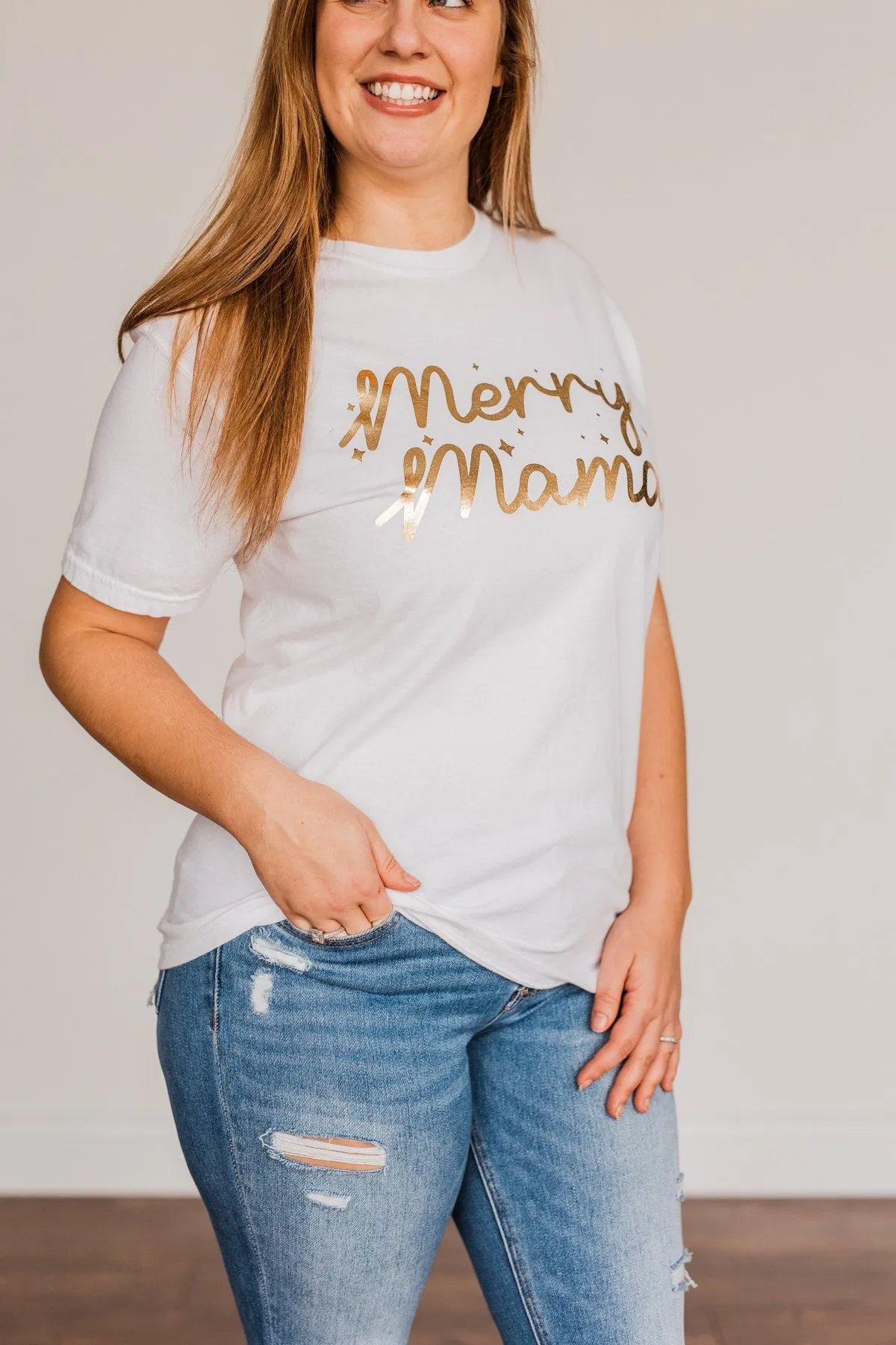 Merry Mama Shimmery Graphic Tee- Ivory