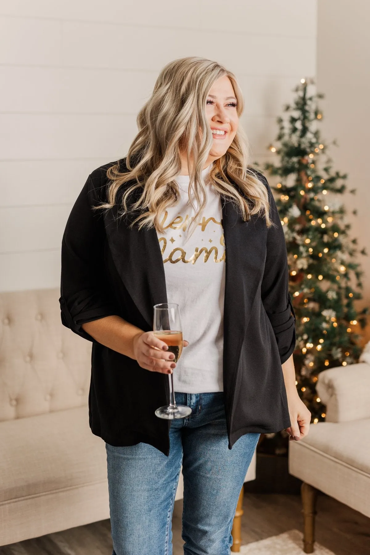 Merry Mama Shimmery Graphic Tee- Ivory