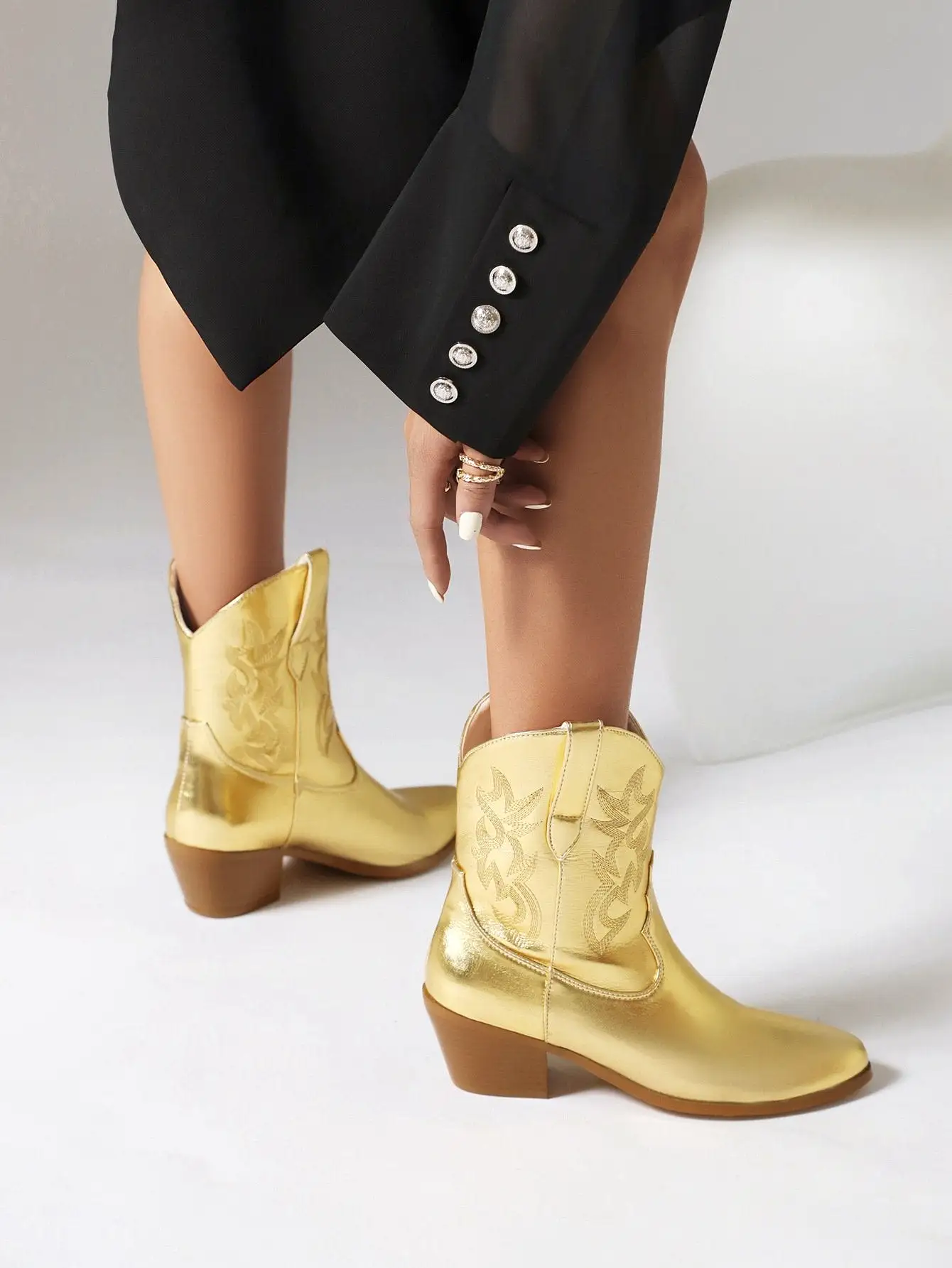 Metallic Color Ankle Boots