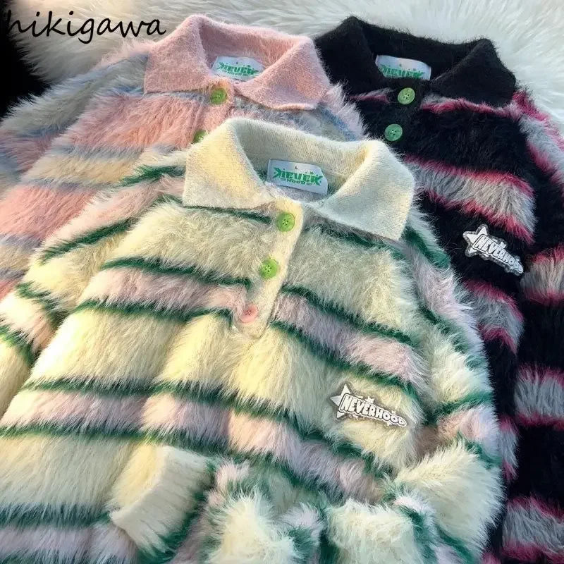 Mohair Sweater Women Clothing Vintage Furry Sueter Mujer Knitted Sweater