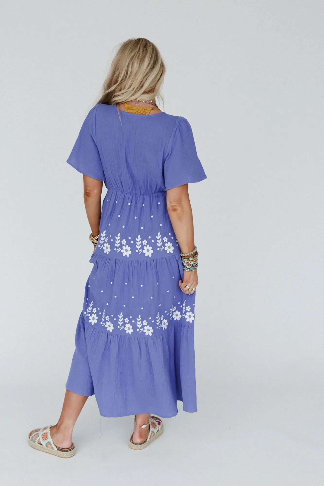 New Creation Embroidered Maxi Dress - Blue