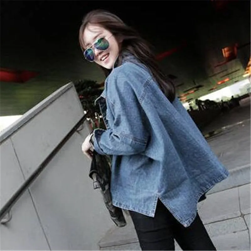 New Fashion Outwear Full Batwing Sleeve Turn-down Collar Coat Single Breasted Jacket With Button Denium Streetwear 71721 GS