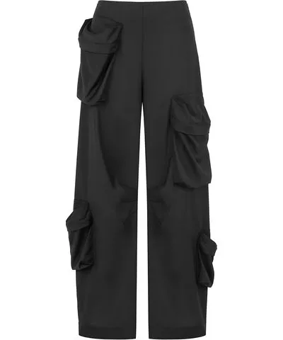 Nocturne Women's Black Pants With Cargo Pockets