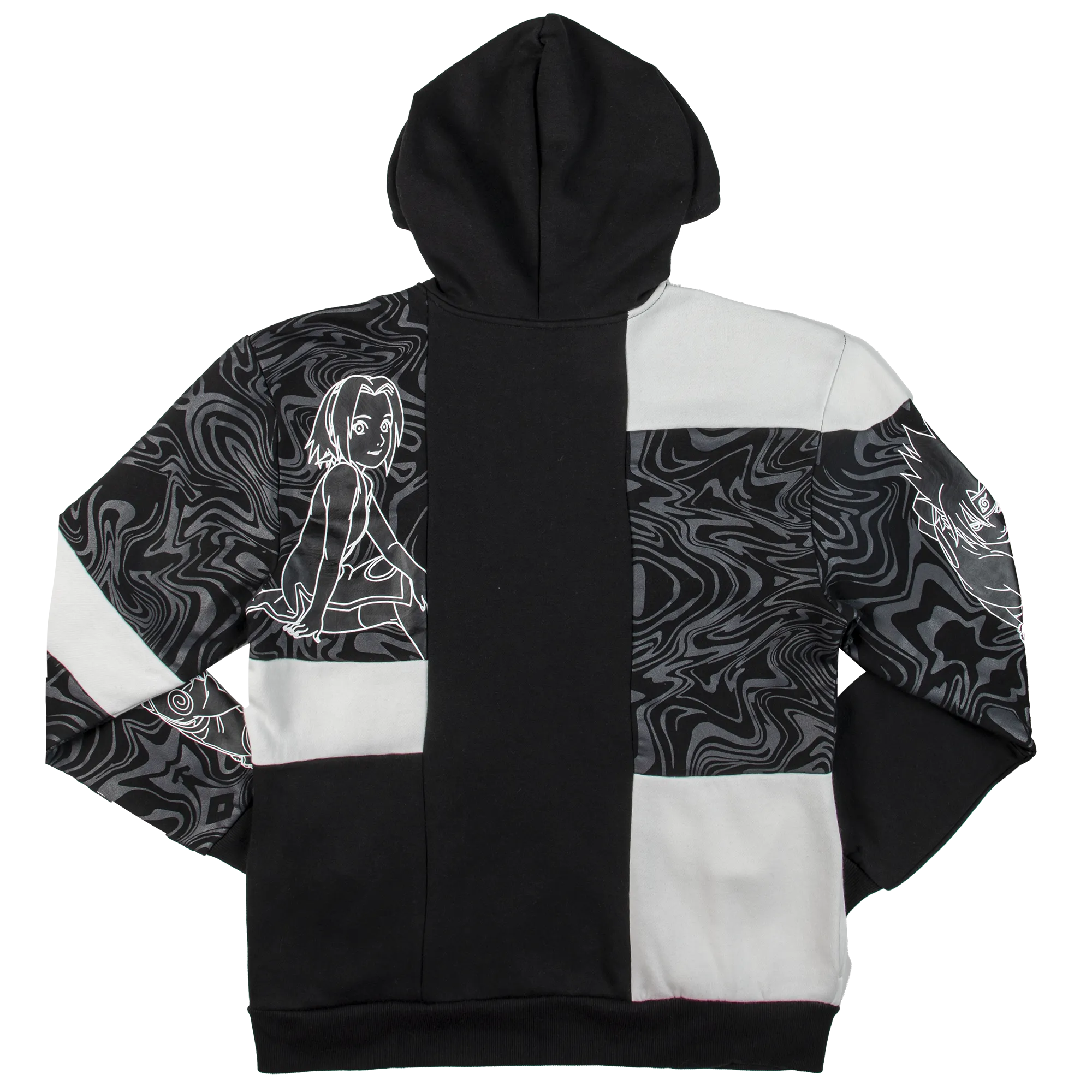 Patchwork Naruto Black Hoodie