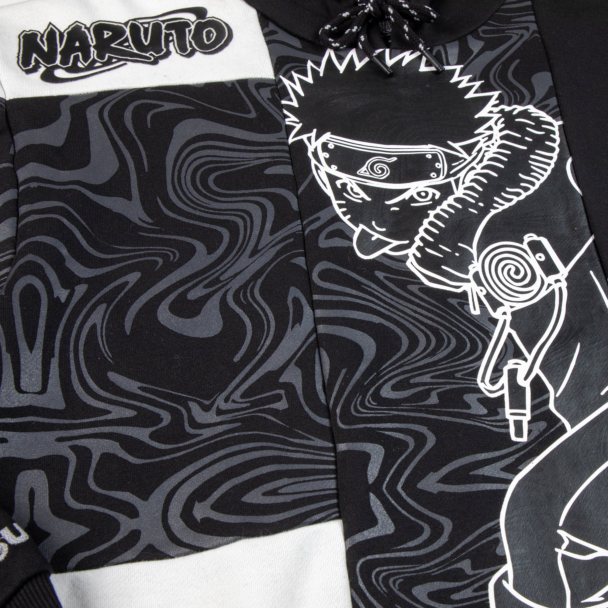 Patchwork Naruto Black Hoodie