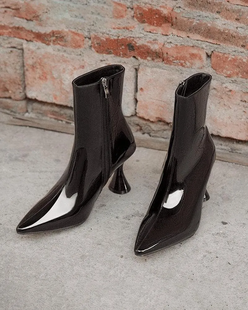 Patent Leather Side-zip Stiletto Ankle Boots