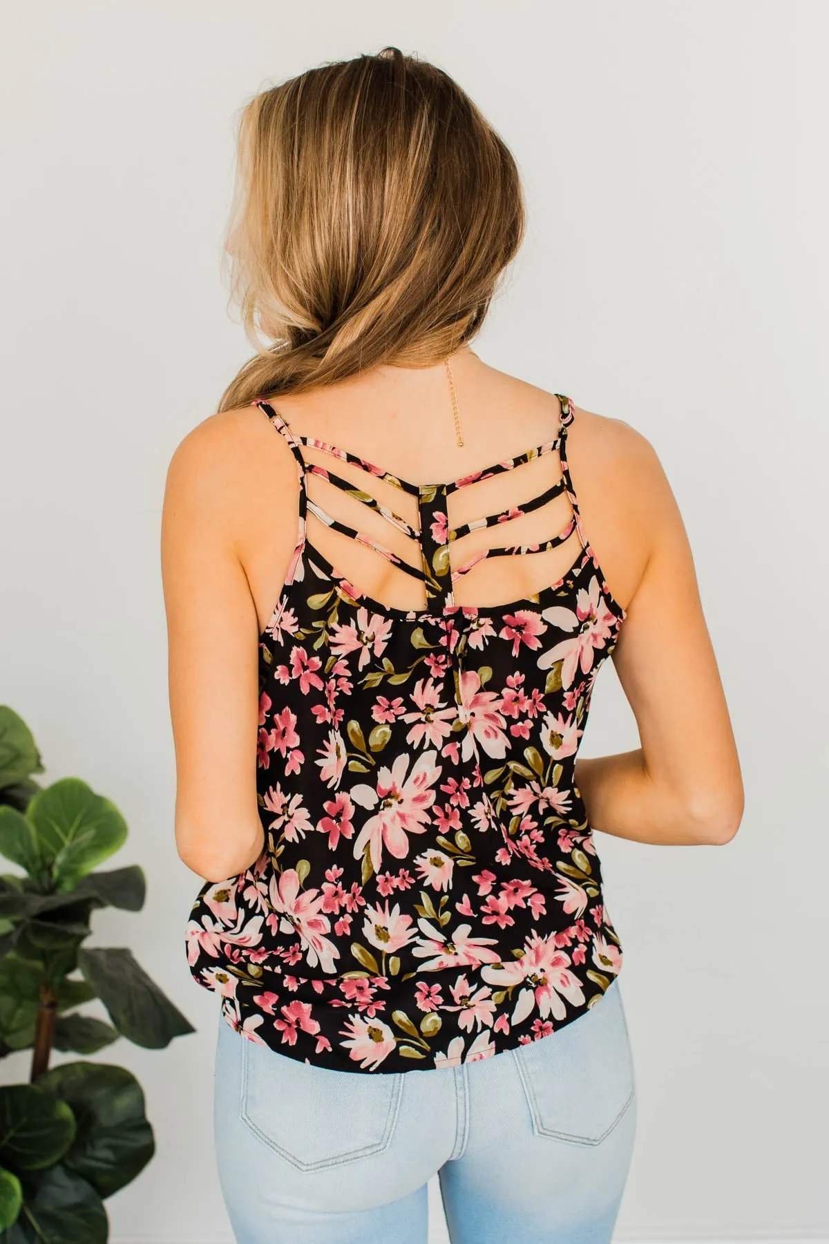 Perfect Isn't Easy Floral Tank Top- Black