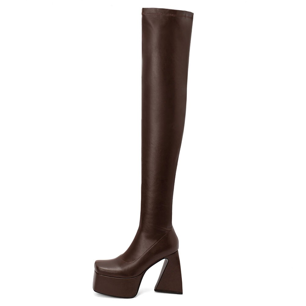 Platform Over Knee Boots Fashion Zip Thick High Heels Women Thigh High Boots