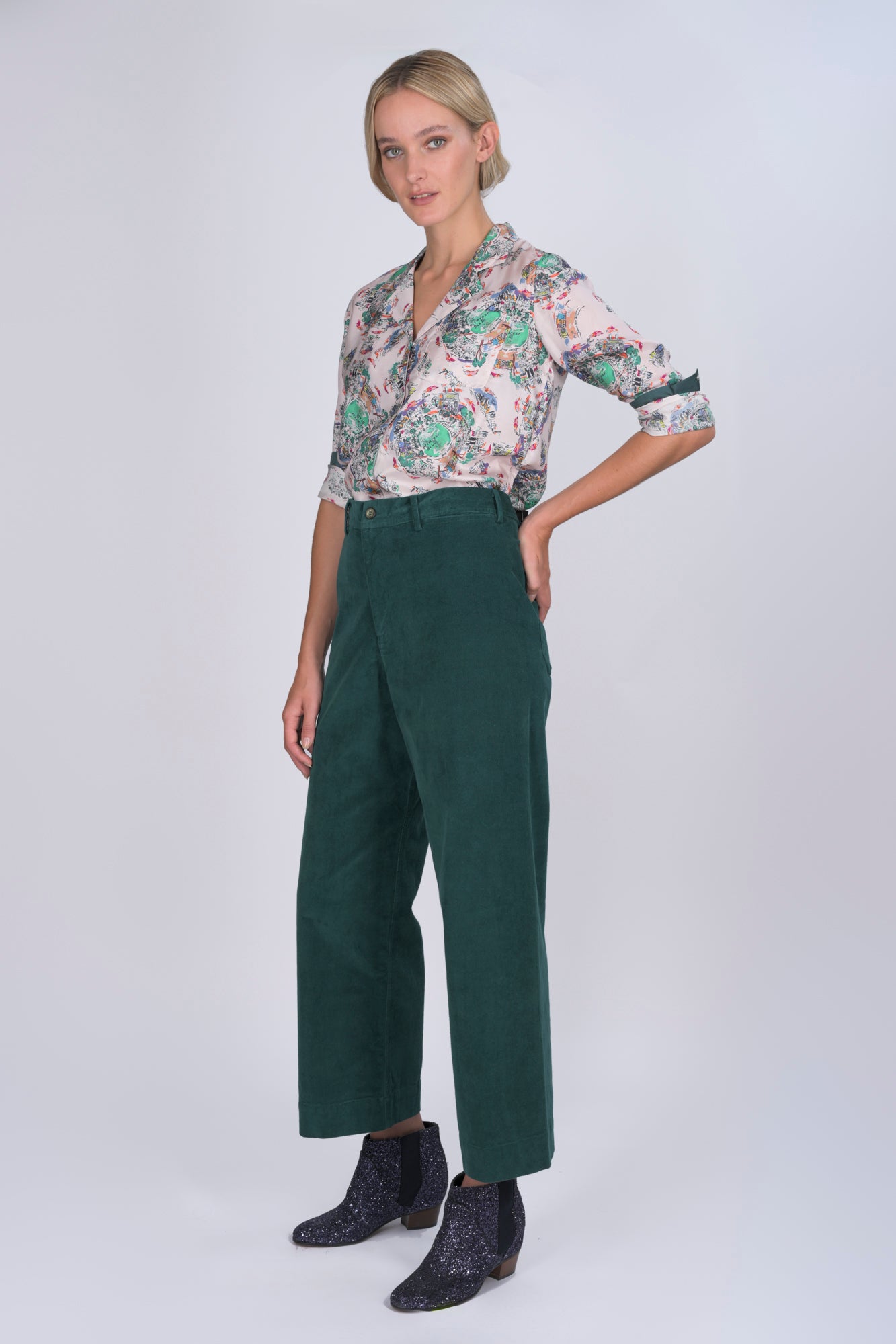 Primrose Hill city print silk twill Jodie shirt