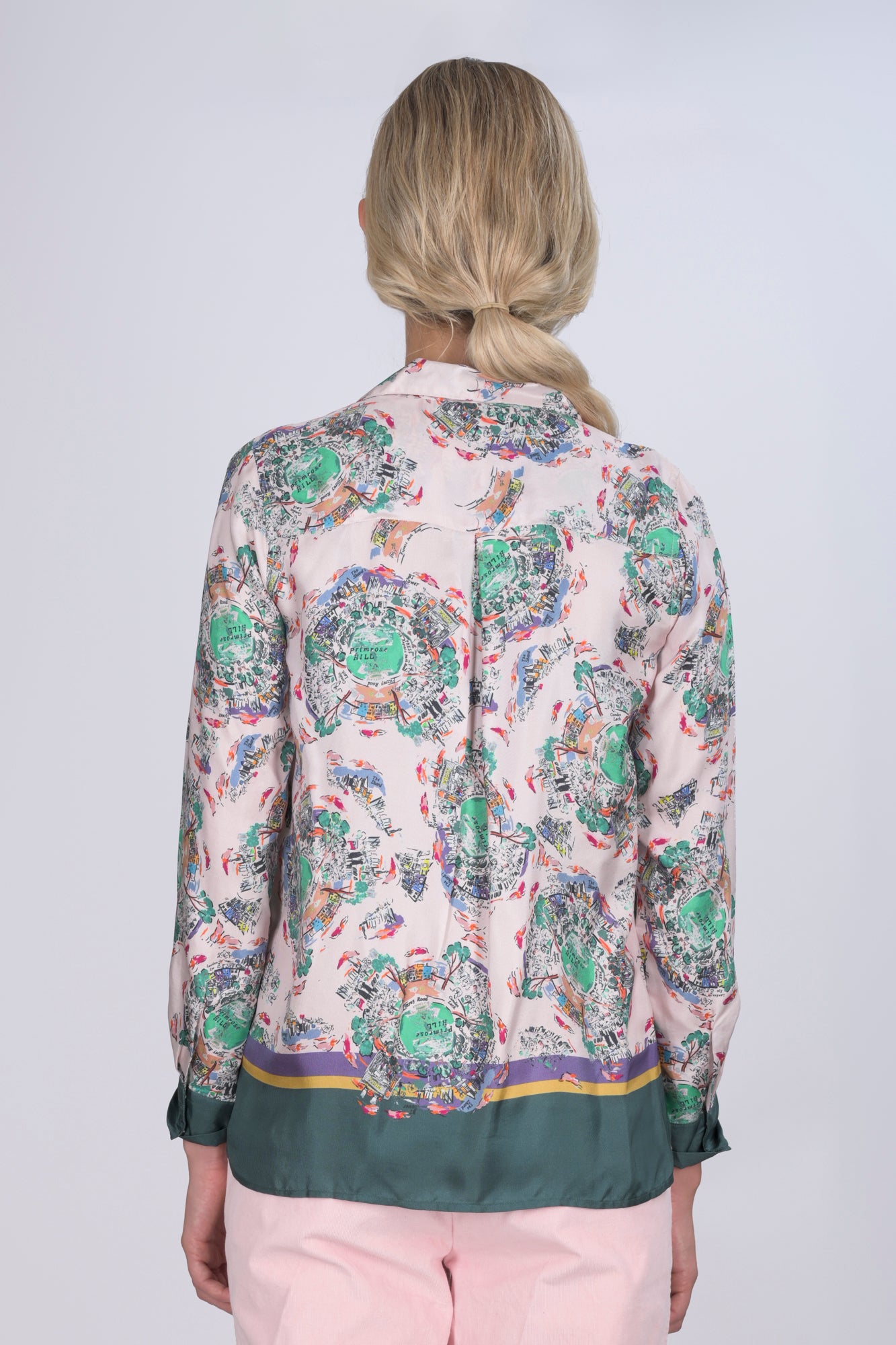 Primrose Hill city print silk twill Jodie shirt