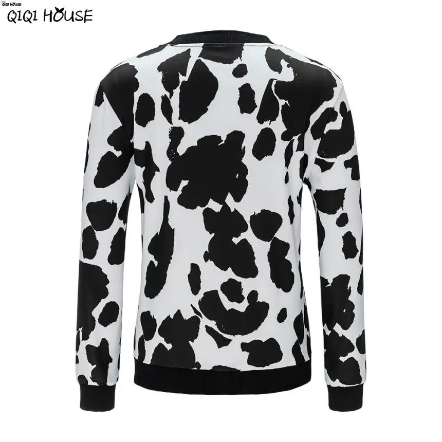 Printing Cows Women Jackets Casual Loose Long Sleeve Autumn Outwear Coats Fashion Bomber Baseball Jacket Manteaux Femme#C120 SM6