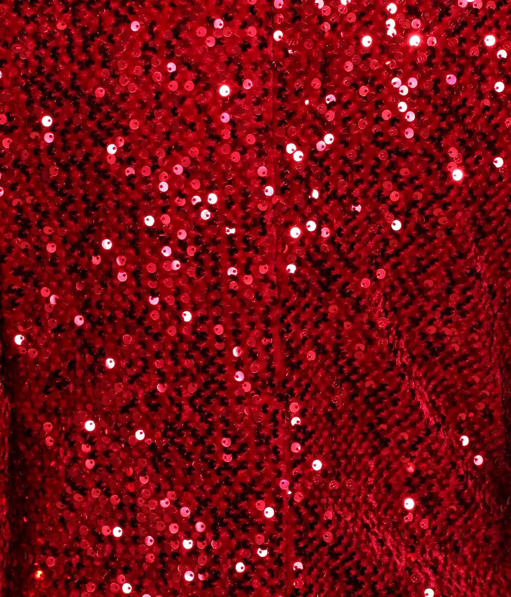 Red 3/4 Sleeve V Neck Velour Sequin Pencil Wiggle Party Dress