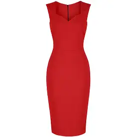 Red 40s Bodycon Hollywood Pencil Dress