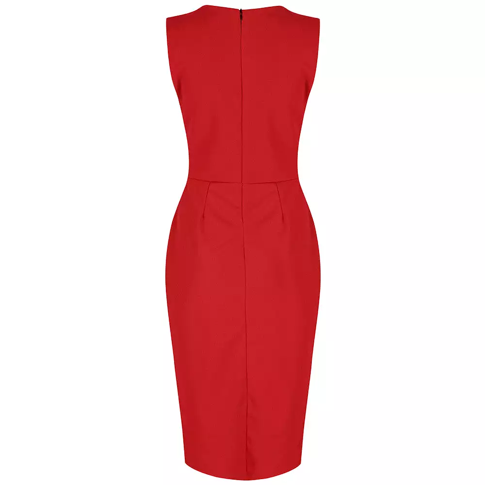 Red 40s Bodycon Hollywood Pencil Dress