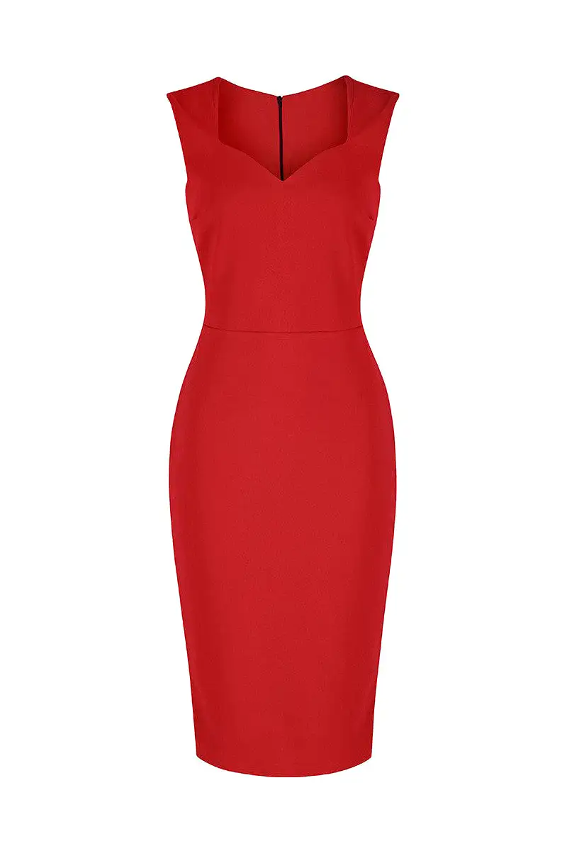 Red 40s Bodycon Hollywood Pencil Dress