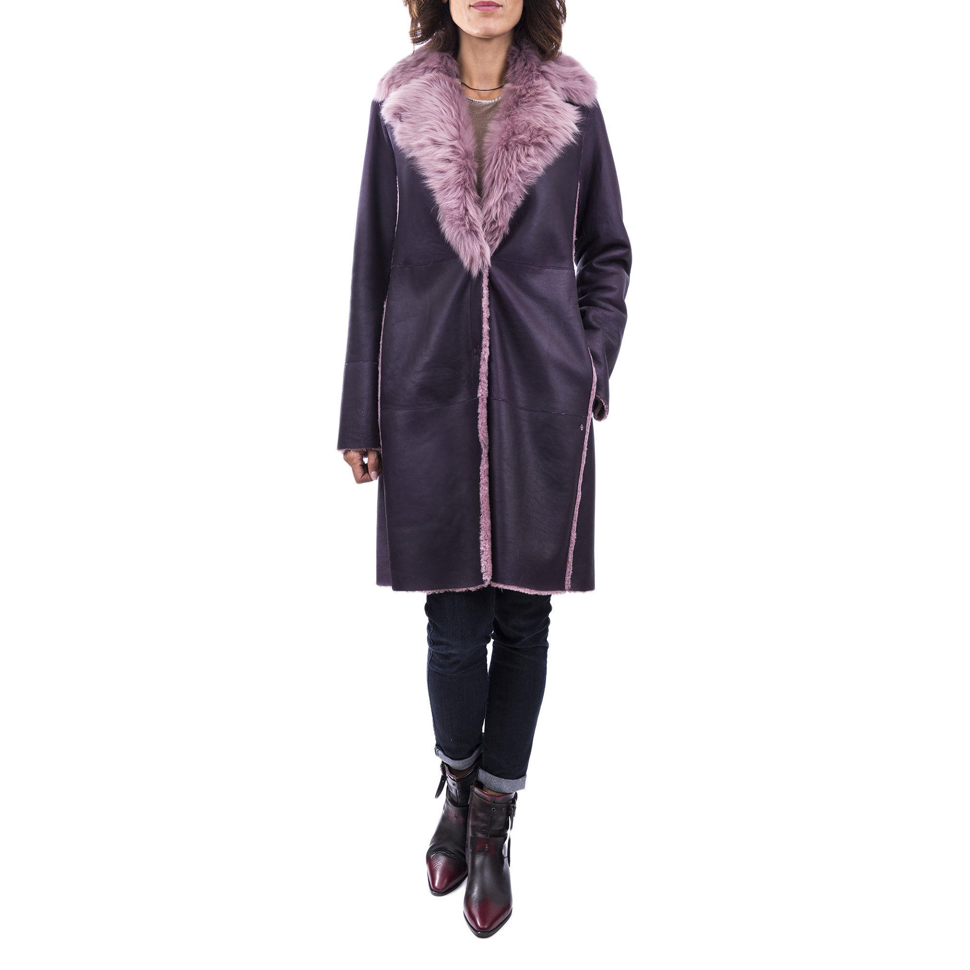 Reversible Shawl-Collar Coat Merinillo Pacaja Cassis