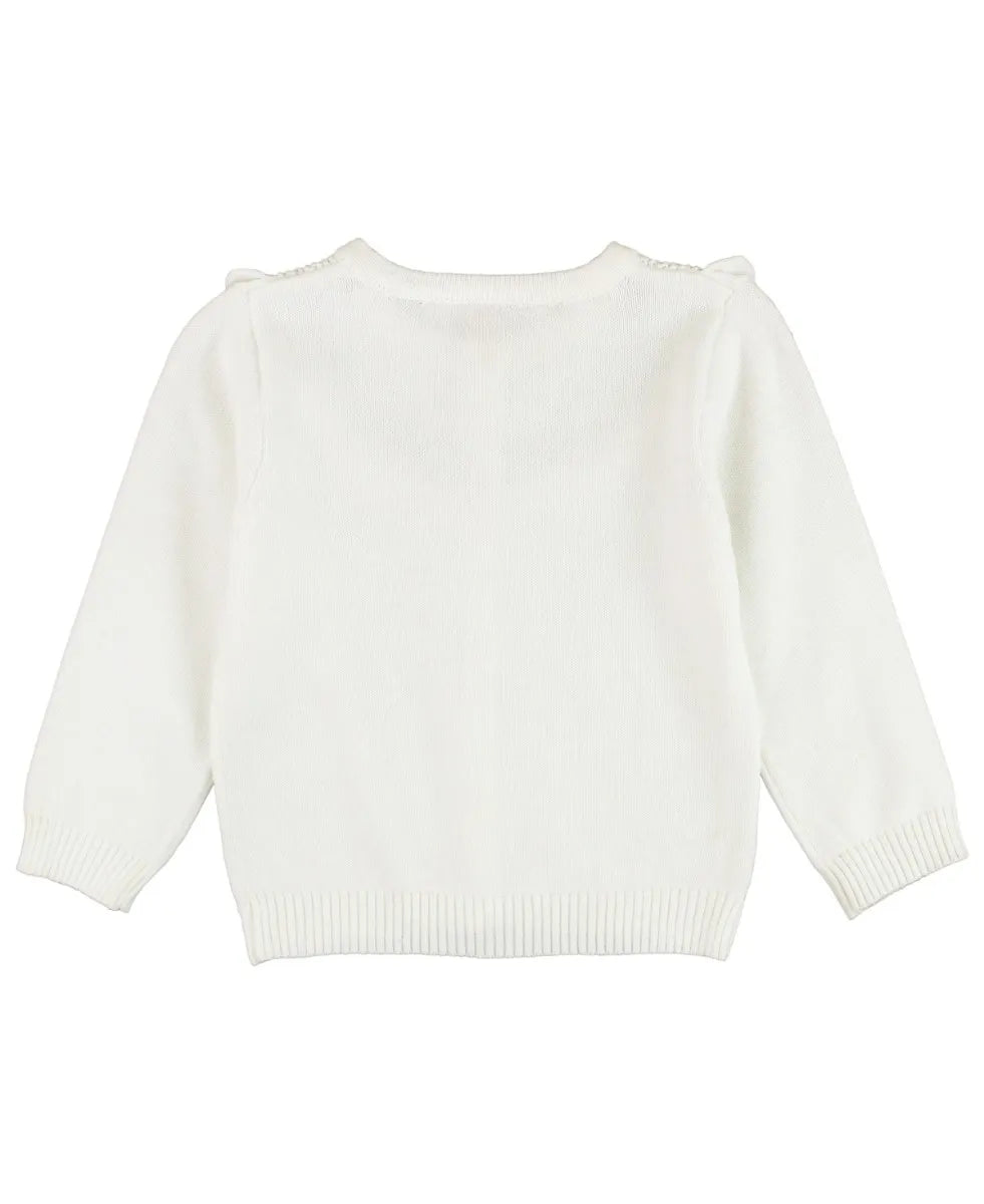 Ruffle Trim Knit Cardigan / Off-White