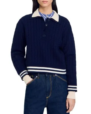 Sandro Fred Cable Knit Sweater