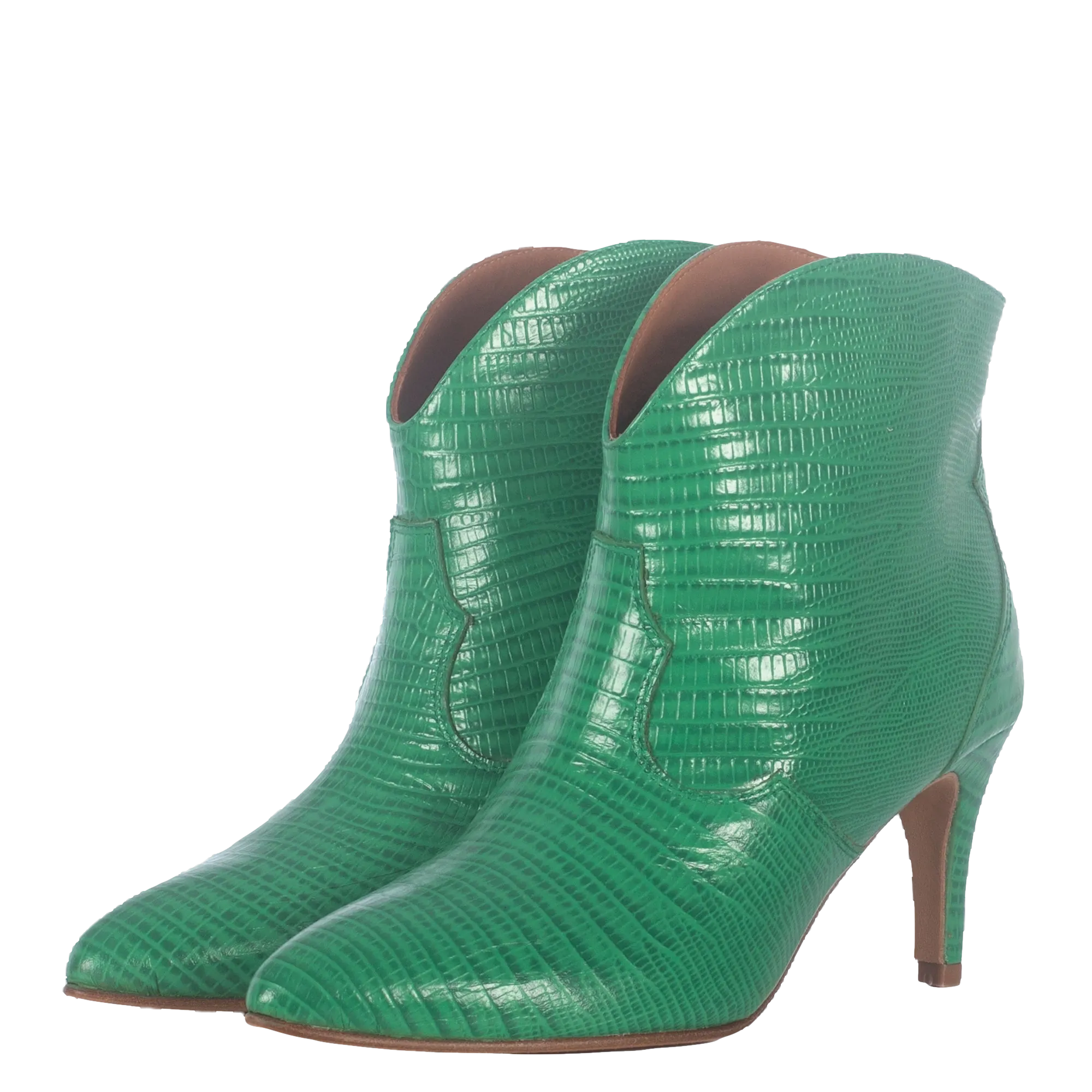 SELENE GREEN ANKLE BOOTS WITH ANIMAL PRINT