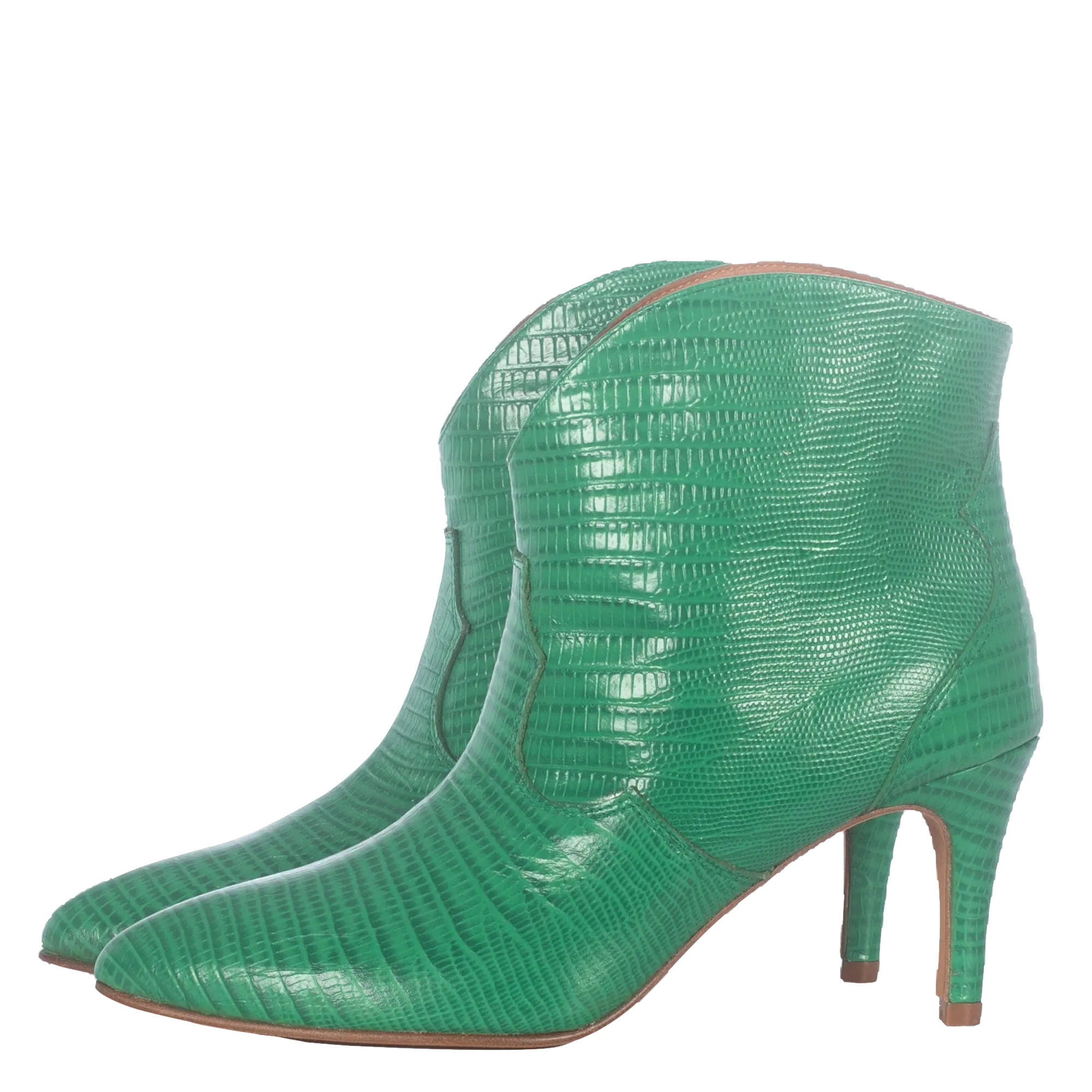 SELENE GREEN ANKLE BOOTS WITH ANIMAL PRINT