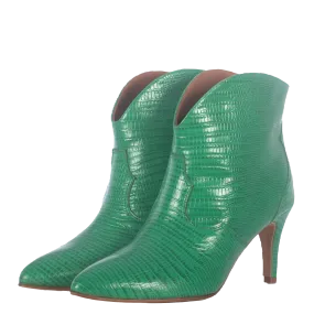 SELENE GREEN ANKLE BOOTS WITH ANIMAL PRINT