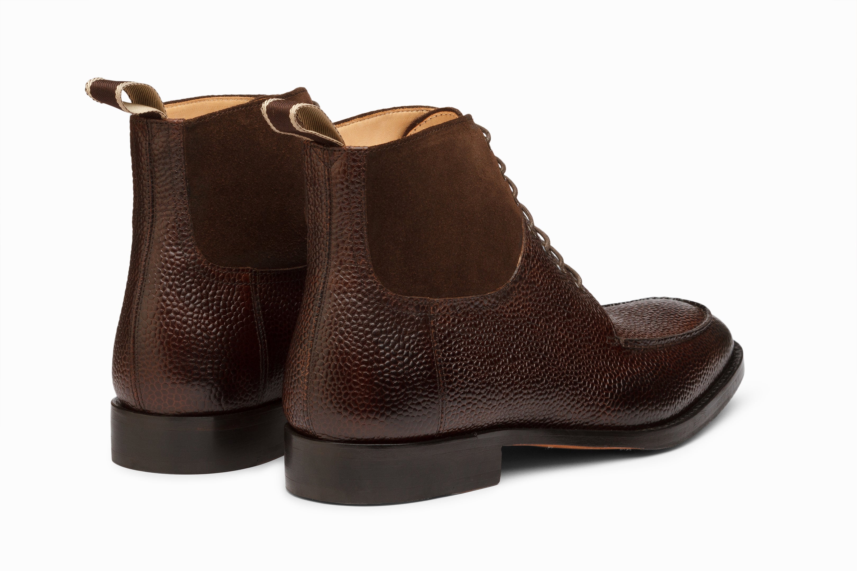 Split Toe Derby Suede Combination Boot - Dark Brown