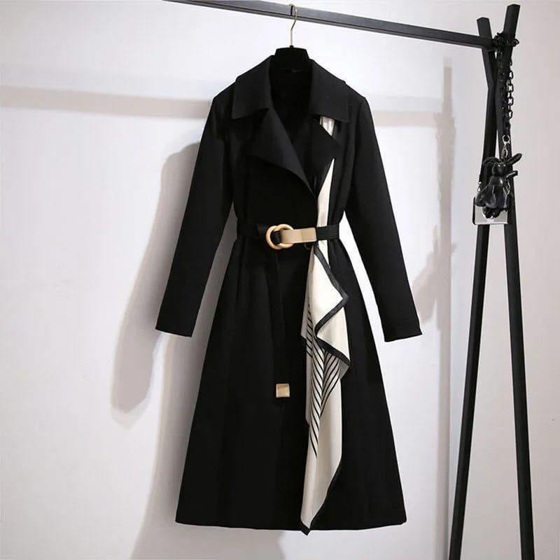 Spring Women's New Belt Long Trench Coat Thin style Fashion Windbreakers Casual and Temperament B-27184