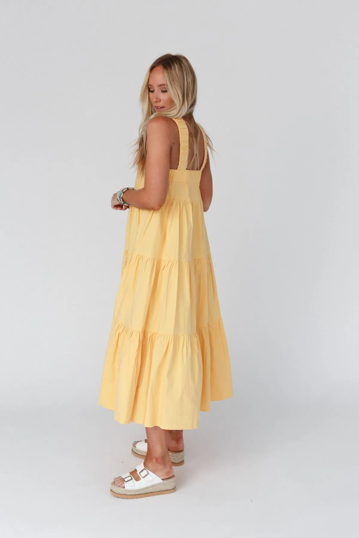 Sun Blissed Tiered Dress - Mustard