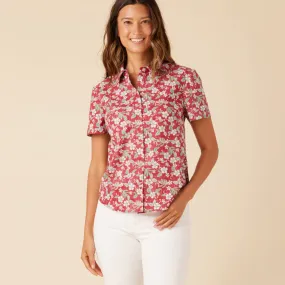 Sweet Plumerias Camp Shirt - Deep Red