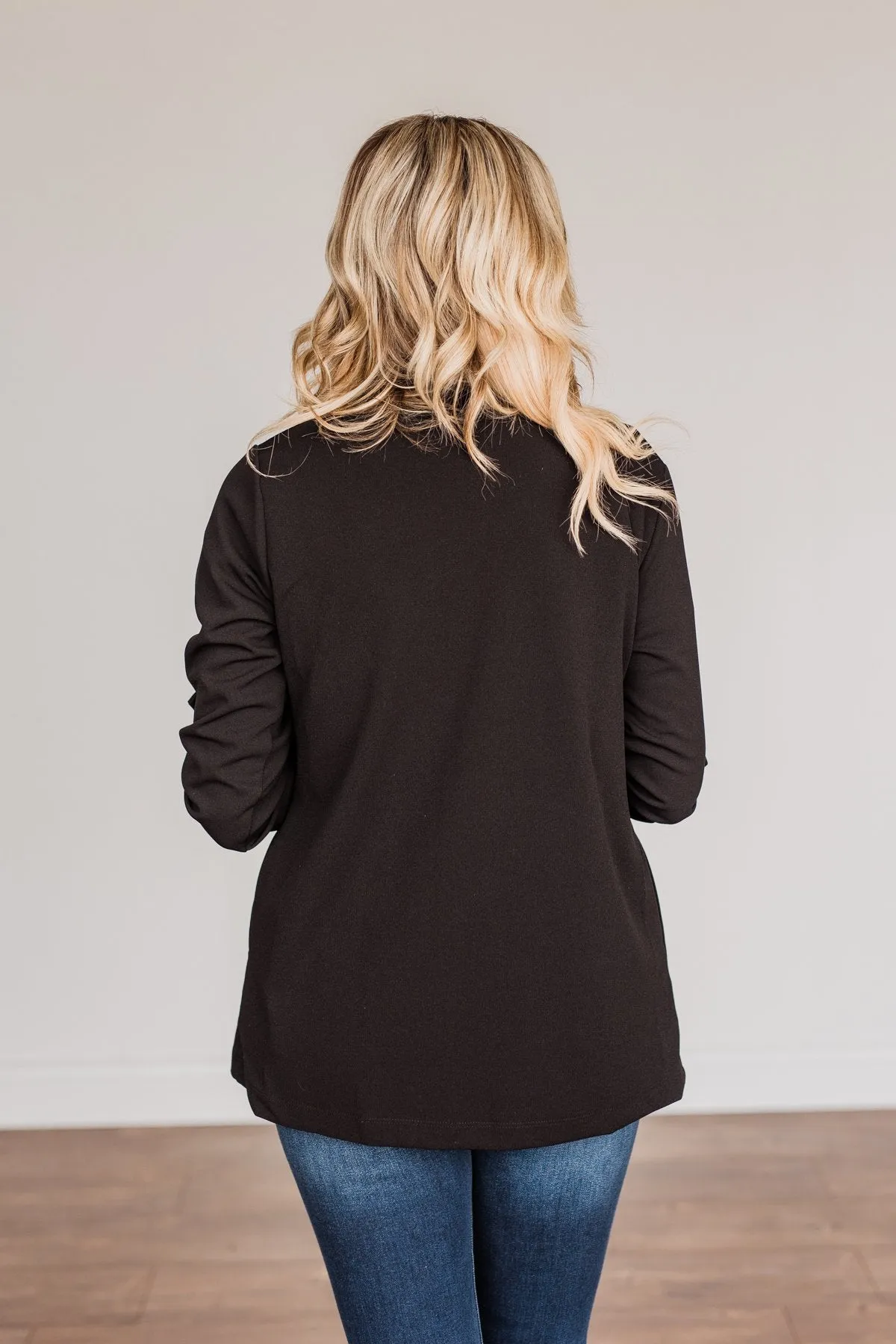 The Sky Is The Limit Long Sleeve Blazer- Black