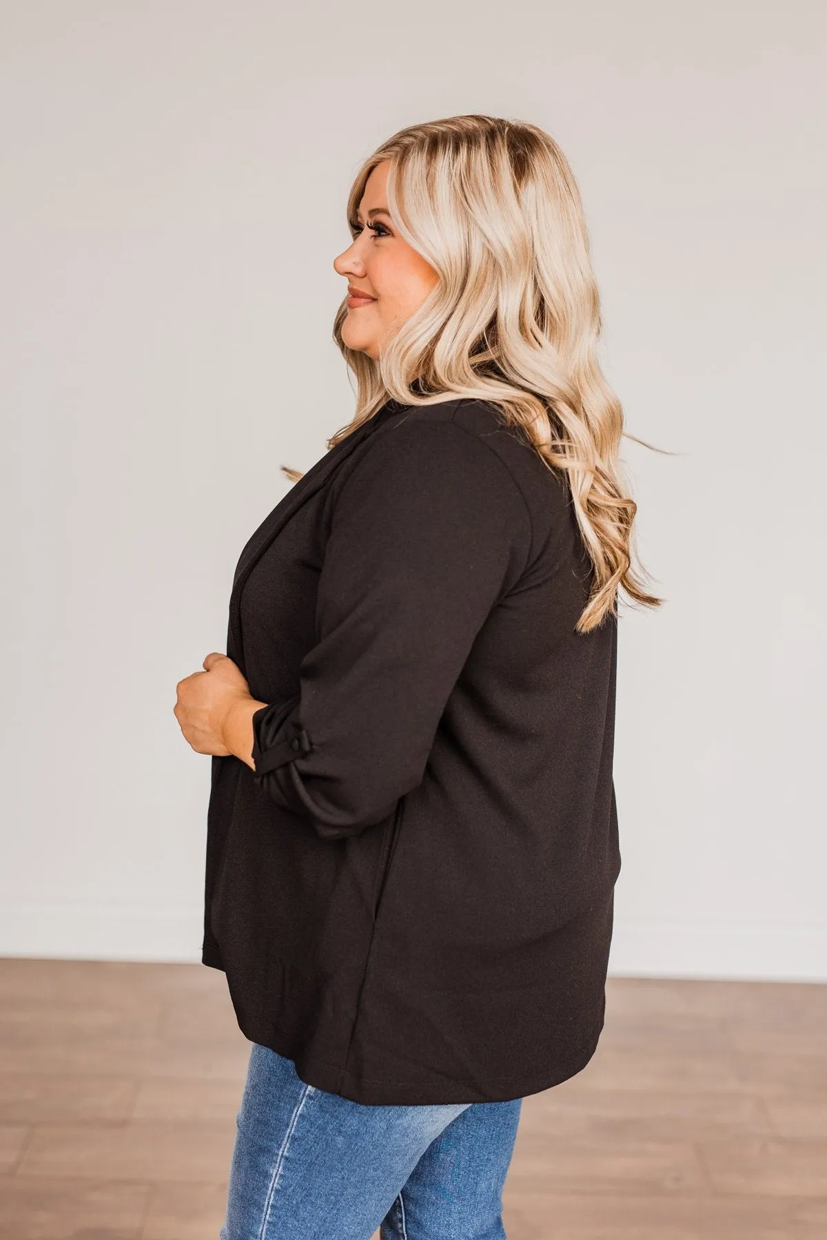 The Sky Is The Limit Long Sleeve Blazer- Black